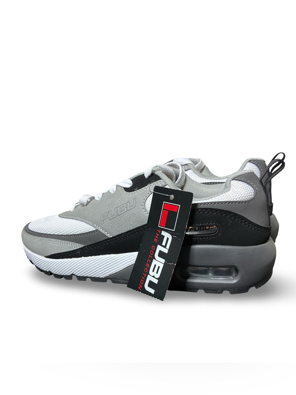 FUBU White, Gray & Black Retro Runner Sneakers